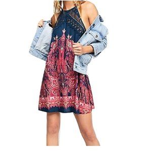 FREE PEOPLE SHEA PRINTED SLIP DRESS TUNIC SIZE LG